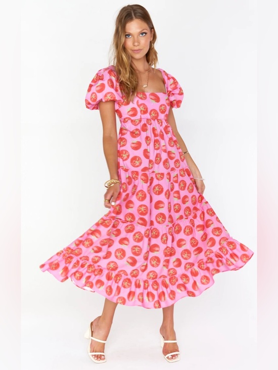 Show Me Your MuMu Dresses & Skirts - Show Me Your Mumu Spicy Tomato Midi Dress Puff Sleeve Size XL - Limited Edition